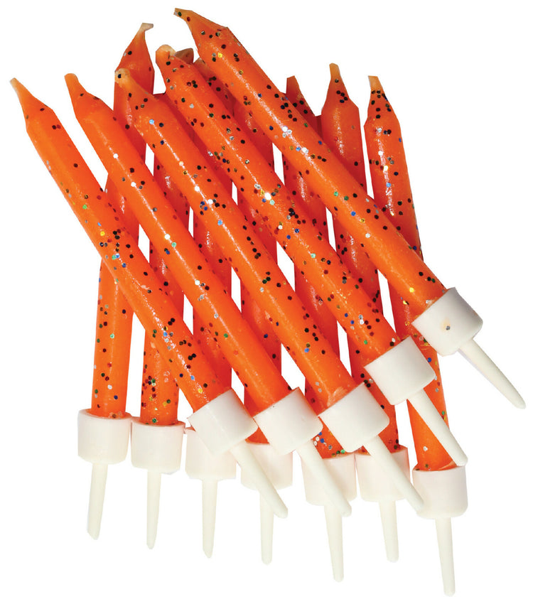Orange Cake Candles 12pk Glitter Wedding Happy Birthday Party Decoration Topper