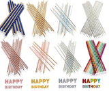 16 Extra Tall Candles & Holders 18cm Birthday Party Cake Topper Decoration Pick