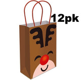 Christmas Gift Bags 12 Rudolph Fun Paper Party Loot Bag With Handles Recyclable
