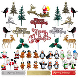 Christmas Cake Topper Xmas Decoration Winter Yule Log Cupcake Snow Display Idea