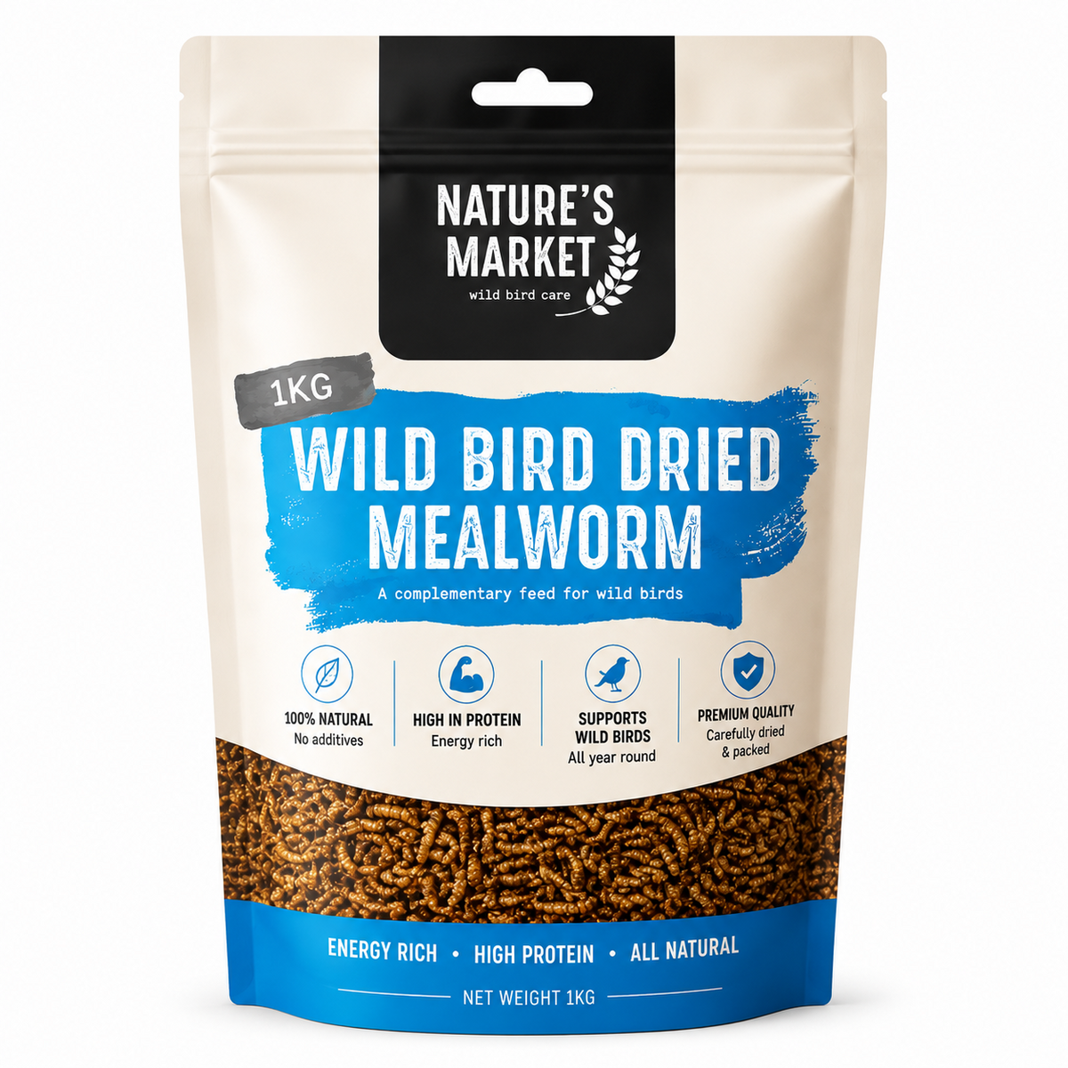 1kg Dried Mealworms Wild Bird Food High Protein Premium Garden Birds Feed