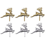 Christmas Cake Topper Reindeer pack of 6 Metallic Yule Log Cupcake Decoration