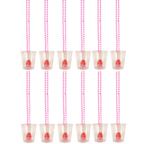 6x Hen Party Willy Shot Glasses Glass Pink Necklace Fun Night Fancy Dress Prop