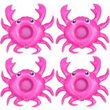 4x Inflatable Crab Drink Holders 30cm Pink Float Cup Can Hot Tub Pool Bath Toy