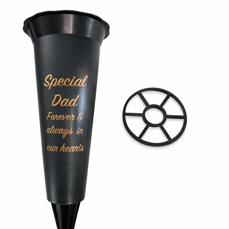Dads Grave Memorial Flower Vase Spike Holder Memory Pot - Forever In Our Hearts
