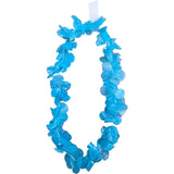 Blue floral lei on a white background