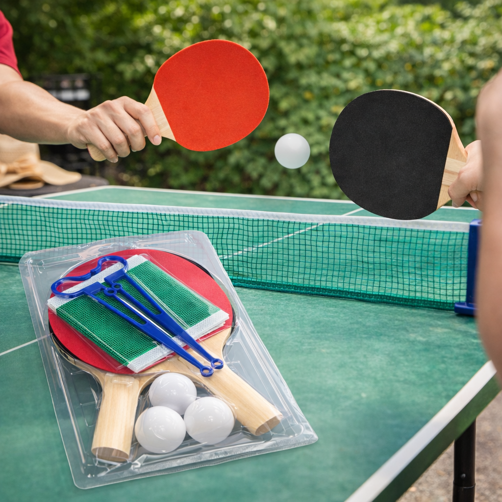 Table Tennis Set Ping Pong Racket Bats Balls & Net 2 Player Indoor Outdoor Game