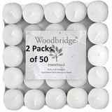 Tea Light Candles 100x Woodbridge Unscented White Wax Tealight Candle Home Light