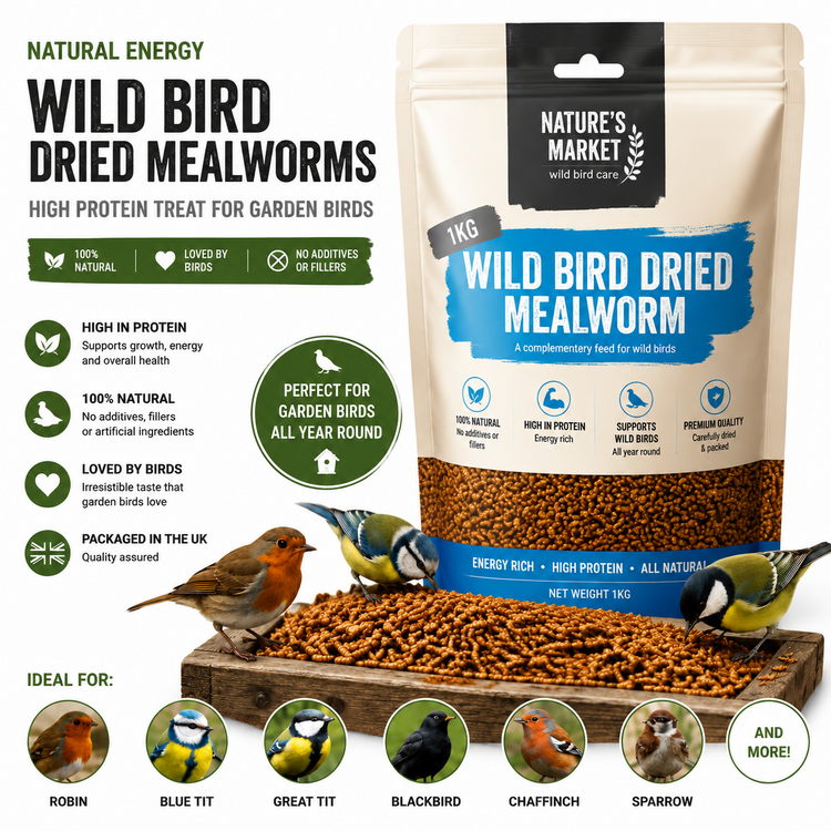 2kg Dried Mealworms Wild Bird Food High Protein Premium Garden Birds Feed