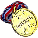 Kids Winner Medals 48x Plastic Gold Sports Day Prize Party Bag Filler Award Toys