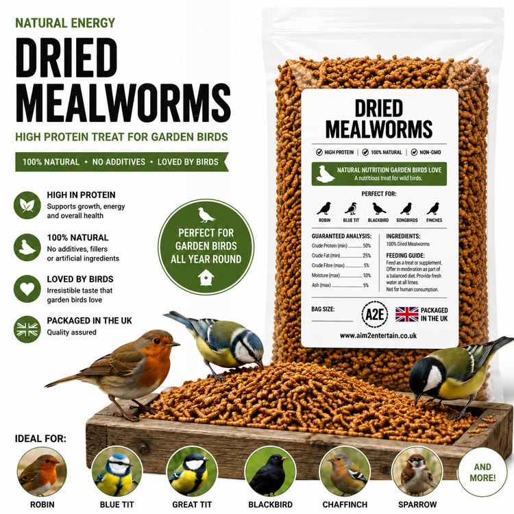 Dried Mealworms Premium Natural Wild Bird Food High Protein Garden Bird Treat