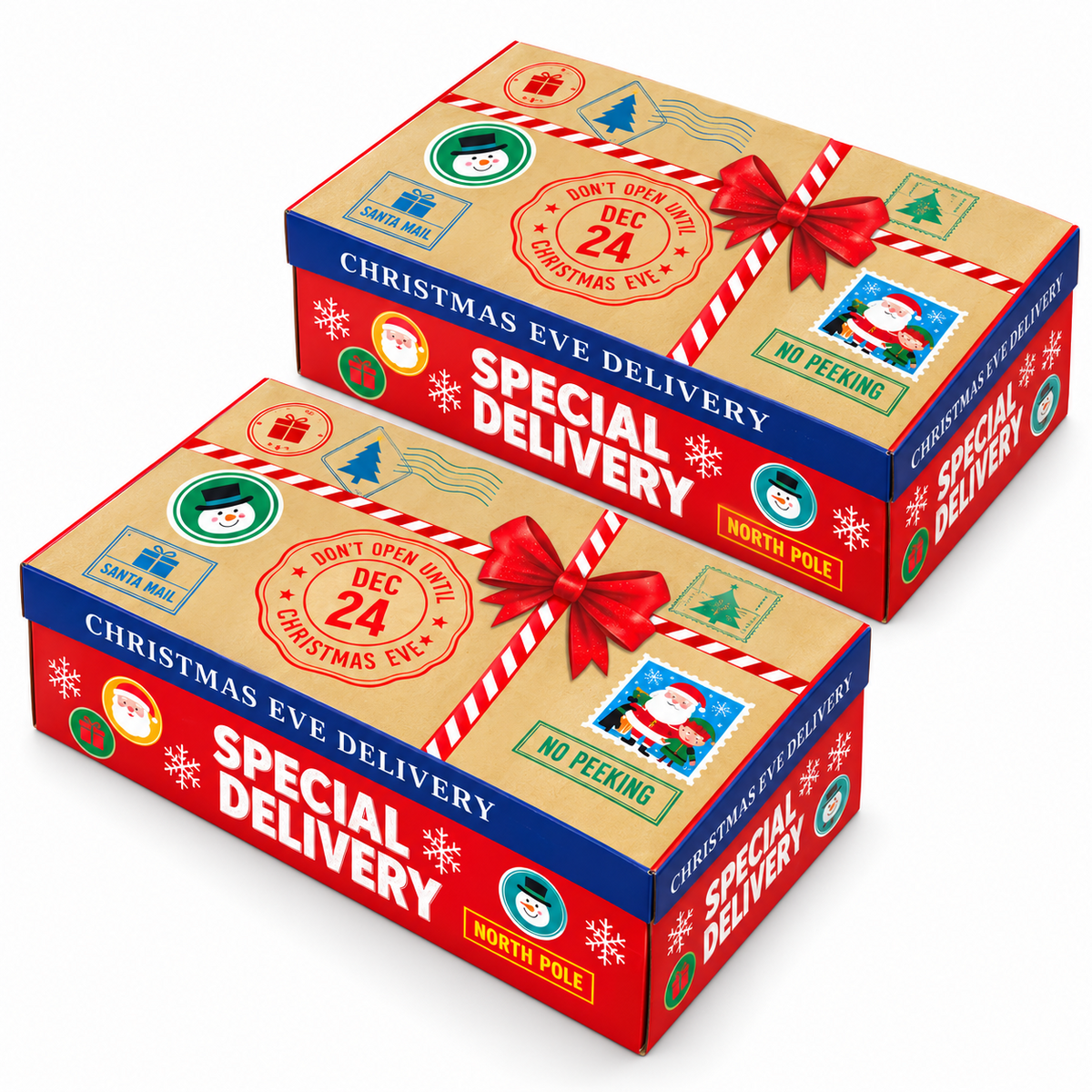 Christmas Eve Boxes Pack of 6 Kids Xmas Gift Box Special Delivery Festive Hamper