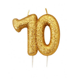 70th Birthday Cake Candle Gold Anniversary Glitter Age Number Party Topper Gift