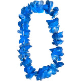 Blue floral lei on a white background