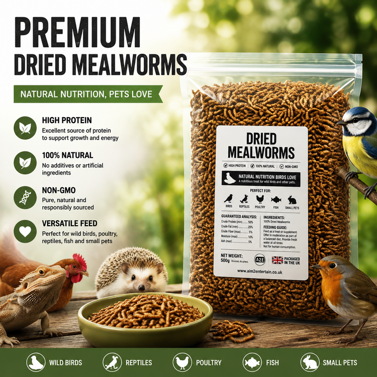 Dried Mealworms Premium Natural Wild Bird Food High Protein Garden Bird Treat