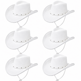 White Cowboy Hats  Pack of 6  Western Fancy Dress Party Festival Cowgirl Hen Do