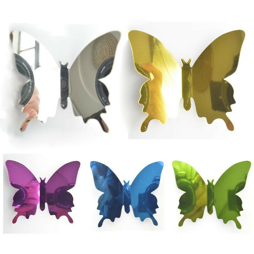 Butterfly Mirror Wall Stickers 3D Metallic Art Decals Home Room Decoration Gift