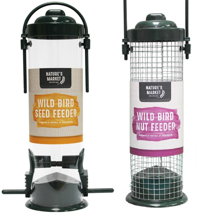 Bird Feeder Seed Nut Pack of 2 Green Wild Nature Garden Food Feed Station Gift