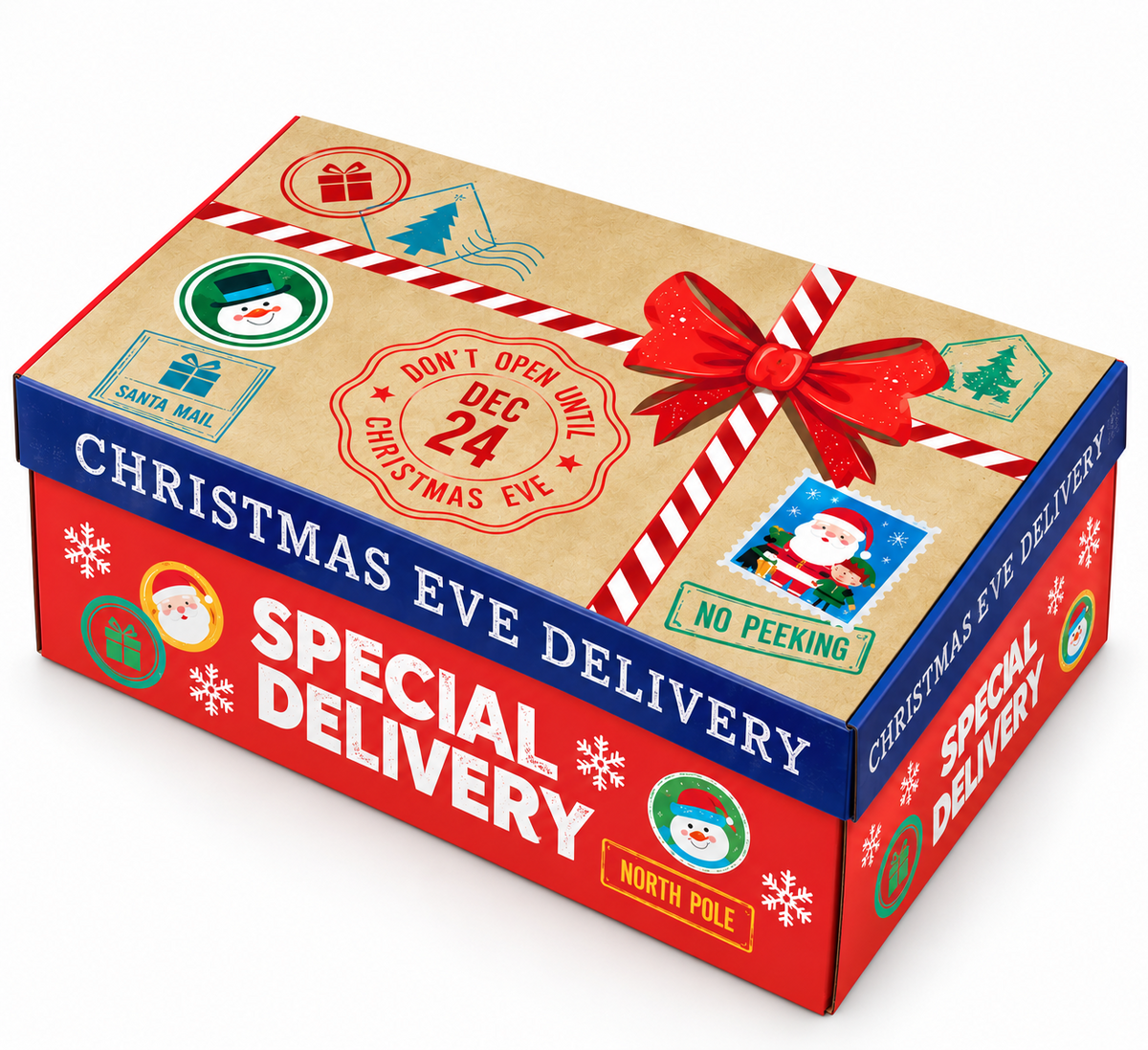 Christmas Eve Boxes Xmas Gift Box Empty Festive Hamper Kids Treats 1-12 Packs