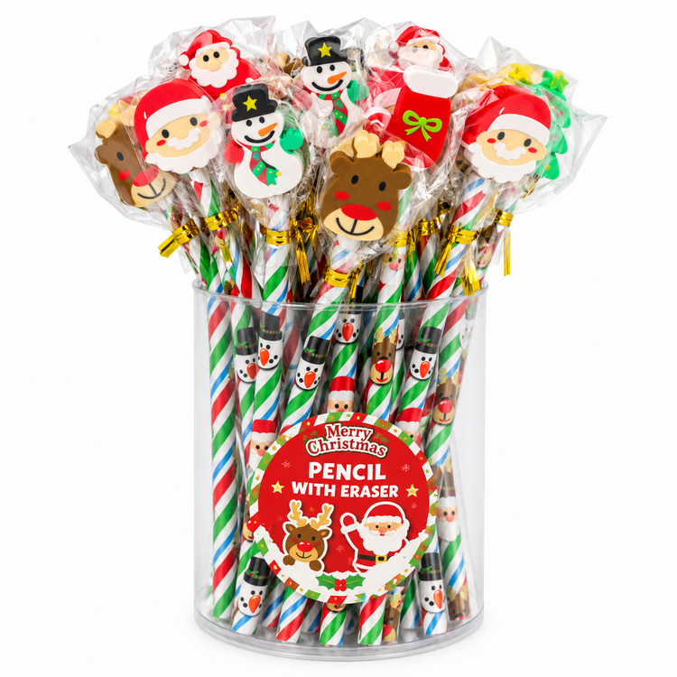 Christmas Pencils with Erasers 1-96 Xmas Party Bag Stocking Fillers for Kids