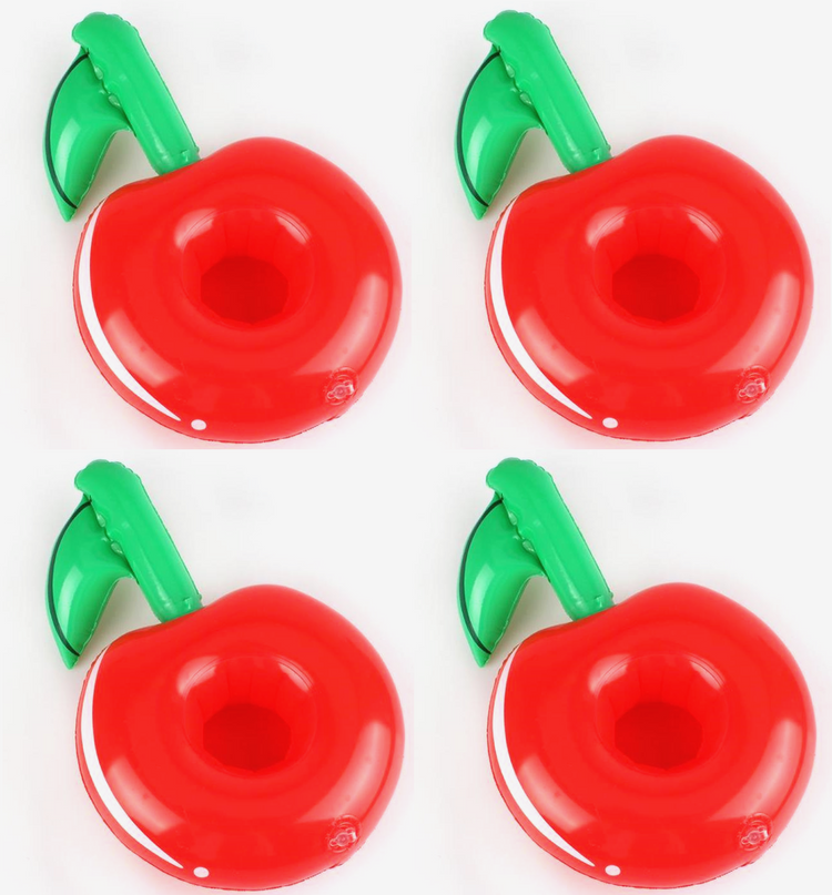 4x Inflatable Cherry Drink Holders Red Floating Cup Hot Tub Swimming Pool Party