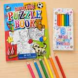 Kids Mini Puzzle Activity Book With Colouring Pencils Party Bag Filler 1-96 Pack