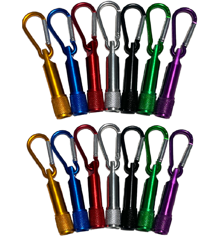 14x Mini Torch Carabiner Clip Keyring Bright LED Emergency Camping Night Light