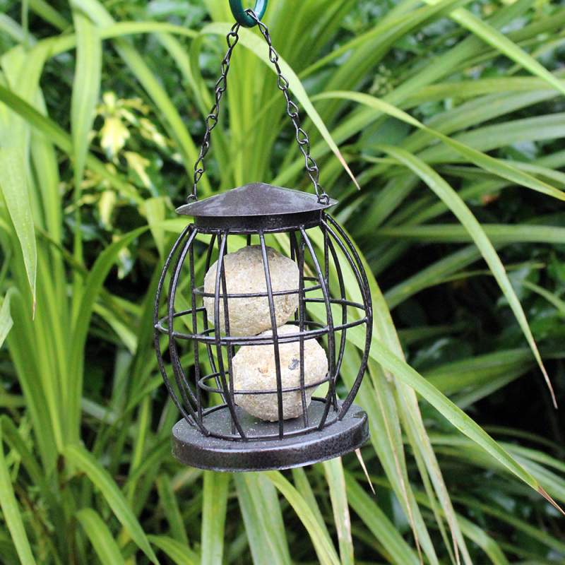 Metal Bird Fatball Feeder with Squirrel Guard Hanging Suet Food Feed Station