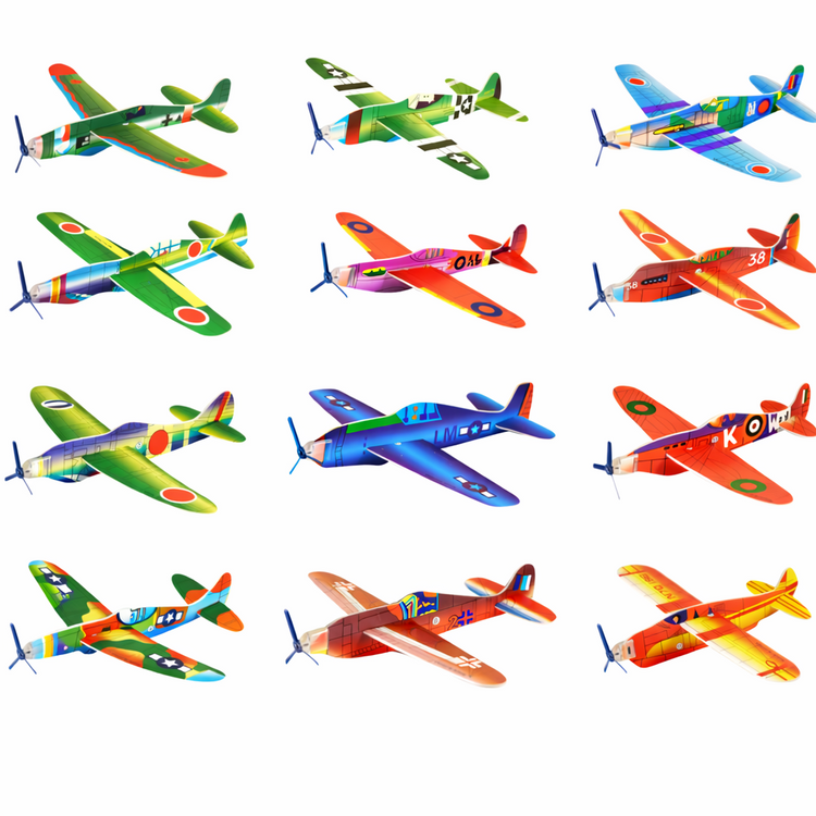 12x Flying Glider Plane Toy Birthday Party Bag Filler For Kids Jet Fighters