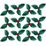 Holly Christmas Cake Topper Set Pack of 12 Yule Log Cupcake Fun Berry Decoration