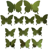 12 Mirror Green Butterfly Wall Stickers 3D Metallic Room Decoration Craft Gift