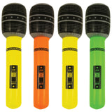 Four colorful microphones with visible 'ON' and 'OFF' switches on a white background.