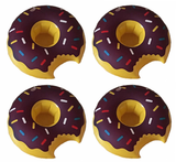 4x Inflatable Doughnut Drink Holders Brown Floating Hot Tub Swimming Pool Party