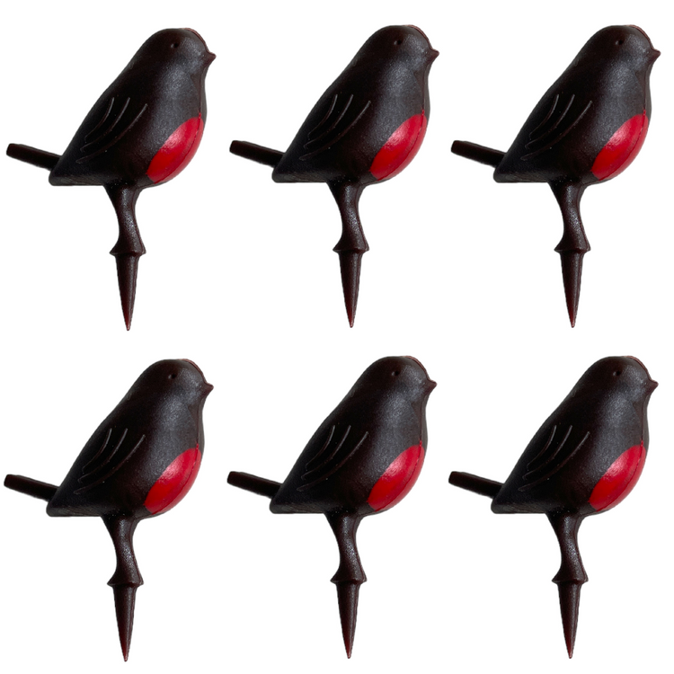 Robin Christmas Cake Topper pack of 6 Yule Log Cupcake Mini Bird Decoration Idea