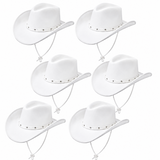 White Cowboy Hat - Western Fancy Dress Party Festival Cowgirl Hen Do Accessory
