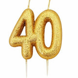 40th Birthday Cake Candle Gold Topper Anniversary Glitter Age Number Party Gift