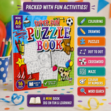 Kids A6 Puzzle Activity Book With Colouring Crayons Party Bag Filler 1-96 Pack