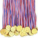 Kids Winner Medals 48x Plastic Gold Sports Day Prize Party Bag Filler Award Toys
