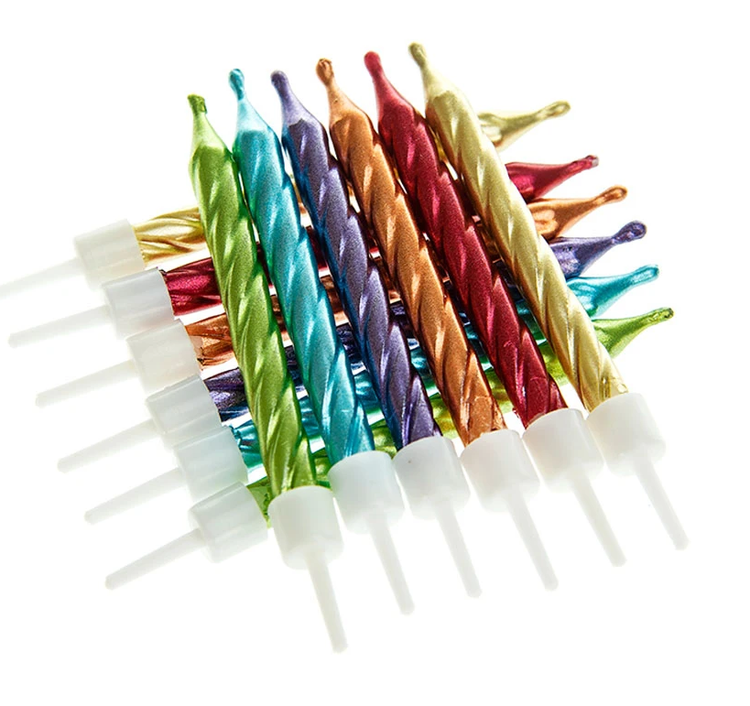 Metallic Rainbow Cake Candles 12pk Happy Birthday Pride Party Decoration Topper