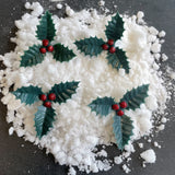 Holly Christmas Cake Topper Set Pack of 12 Yule Log Cupcake Fun Berry Decoration