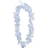 White floral lei on a white background