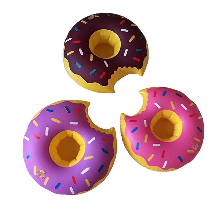 Inflatable Doughnut Drink Holders Pack of 3 Floating Swimming Pool Hot Tub Party