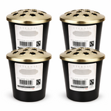 Memorial Grave Vase Pack of 4 with Gold Lids For Fresh Artificial Flowers Pot