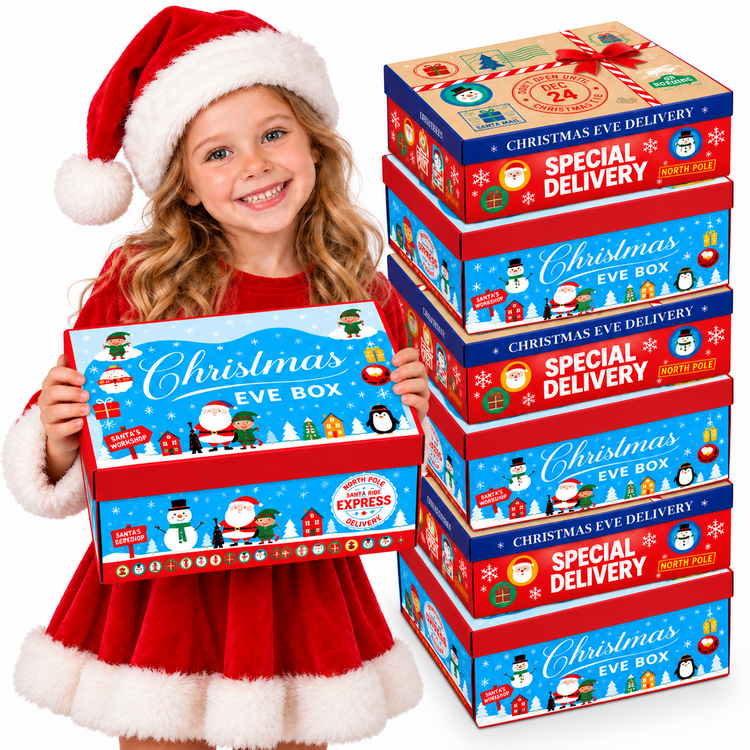 Christmas Eve Boxes Xmas Gift Box Empty Festive Hamper Kids Treats 1-12 Packs