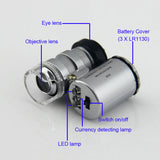 Mini 60X Pocket Microscope Hydroponic Garden Plant Bud Pest Magnifier LED Light