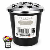 Grave Pot with Silver Lid - Vase Flower Holder For Memorial Cemetery Grave