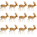 12pc Reindeer Cake Topper Set Christmas Yule Log Cupcake Plastic Snow Decoration