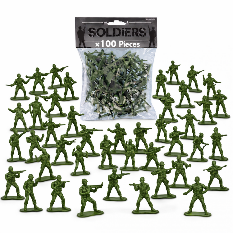 100x Toy Soldiers Green Plastic Soldier Figures Army Men for Boys Birthday Gift