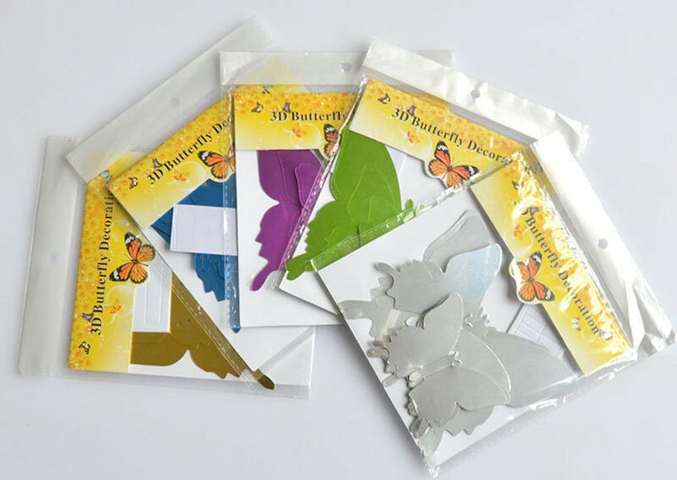 12 Mirror Purple Butterfly Wall Sticker 3D Metallic Decal Room Decorations Decor