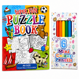 Kids Mini Puzzle Activity Book With Colouring Pencils Party Bag Filler 1-96 Pack